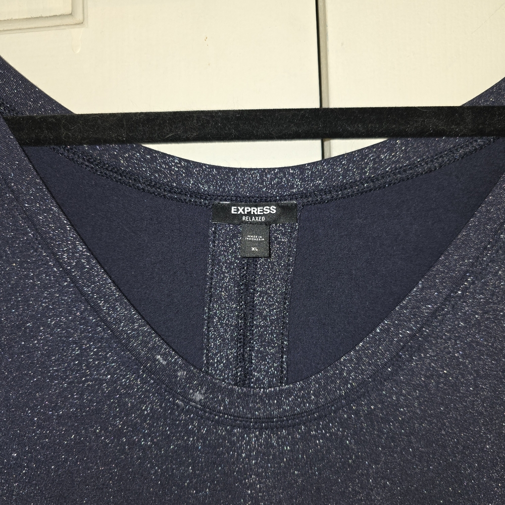 Express Navy Glitter Top